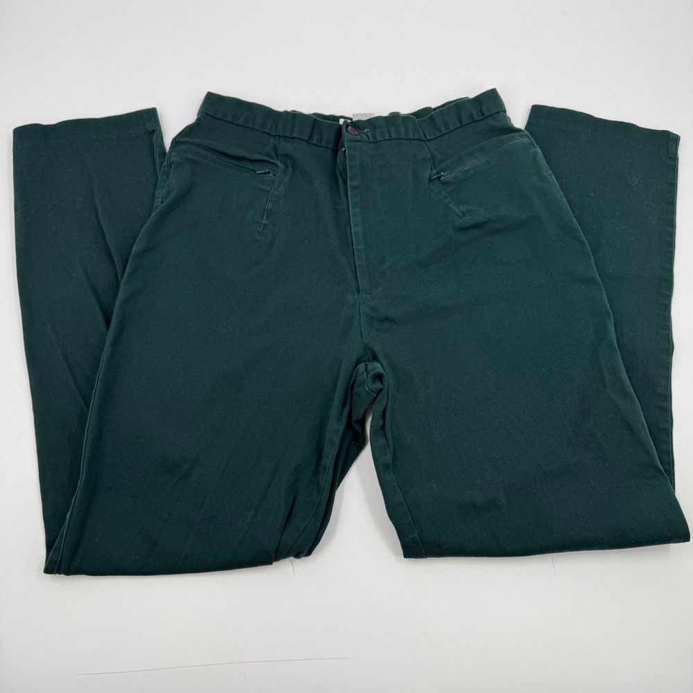 Dressbarn Womens Pants Size 12 Green Cotton Blend High‎ Waist Career Casual